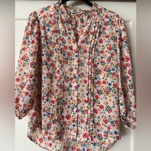 Nanette Lepore Floral Pleated Blouse